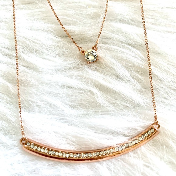 Rose gold tone cz layered adjustable necklace - NEW! - Picture 3 of 7